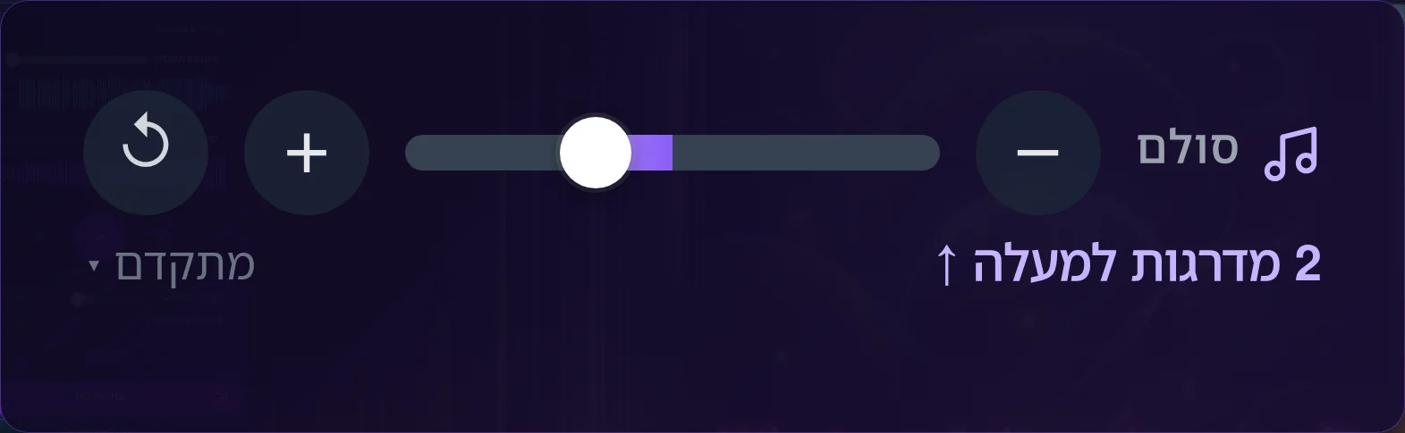 סליידר הסולם של קרפלה מכוון ל-2+ חצאי טונים מעל הסולם המקורי